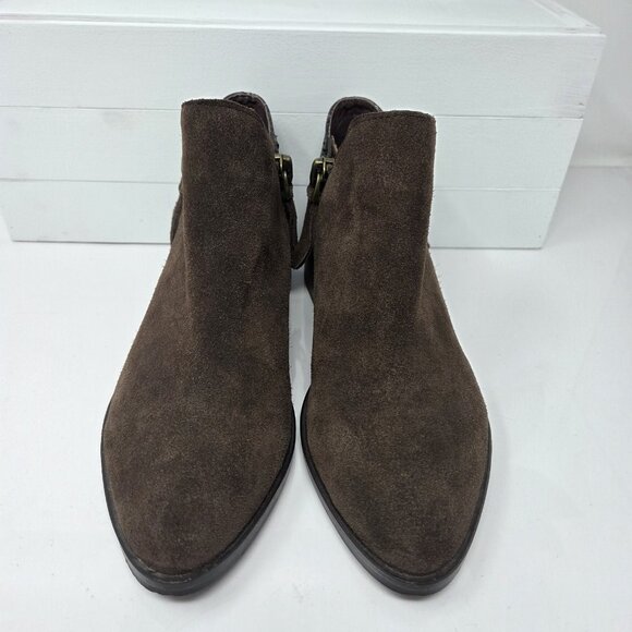 Very Volatile Greyson Brown Suede Ankle Booties Faux Snakeskin Heel Women’s 7 - Picture 3 of 9